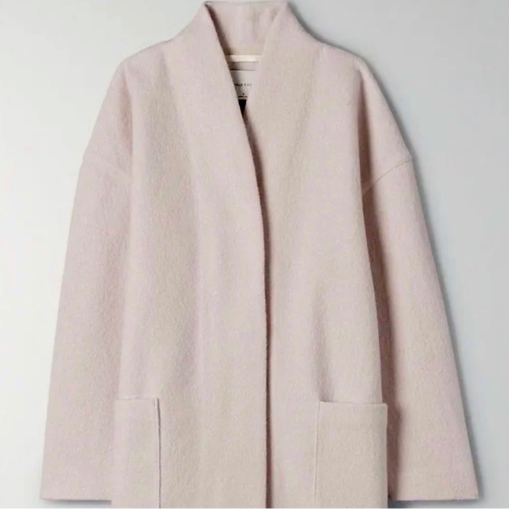 Women's Light Pink Open-Front Wool Coat